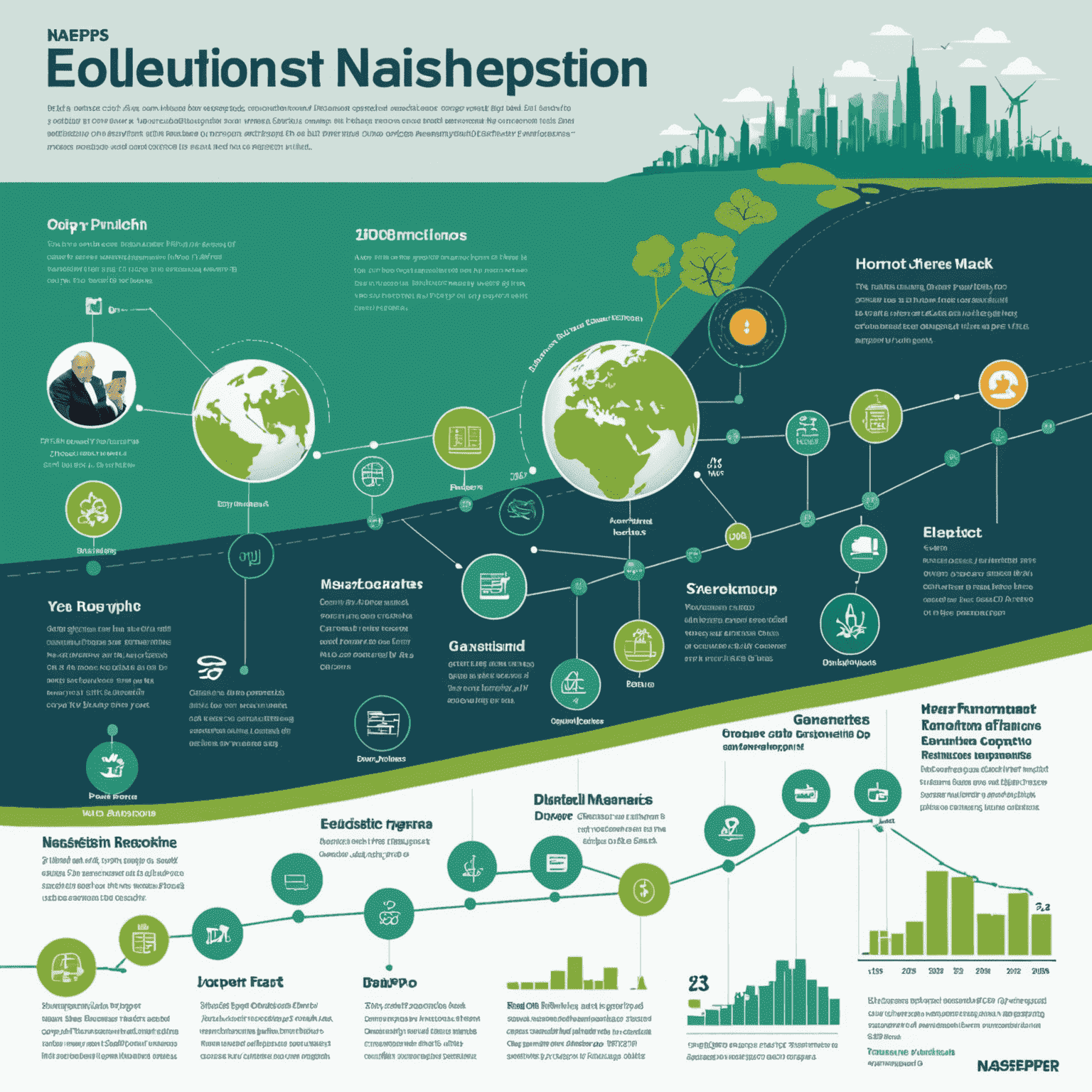 A timeline graphic showing Naspers' evolution from a print media company to a global tech investor, with key milestones highlighted